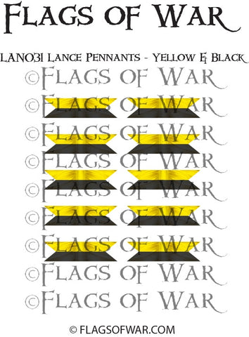 LAN031 Lance Pennants - Yellow & Black