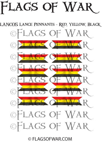 LAN035 Lance Pennants - Red, Yellow, Black