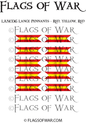 LAN036 Lance Pennants - Red, Yellow, Red