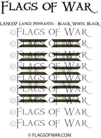 LAN037 Lance Pennants - Black, White, Black